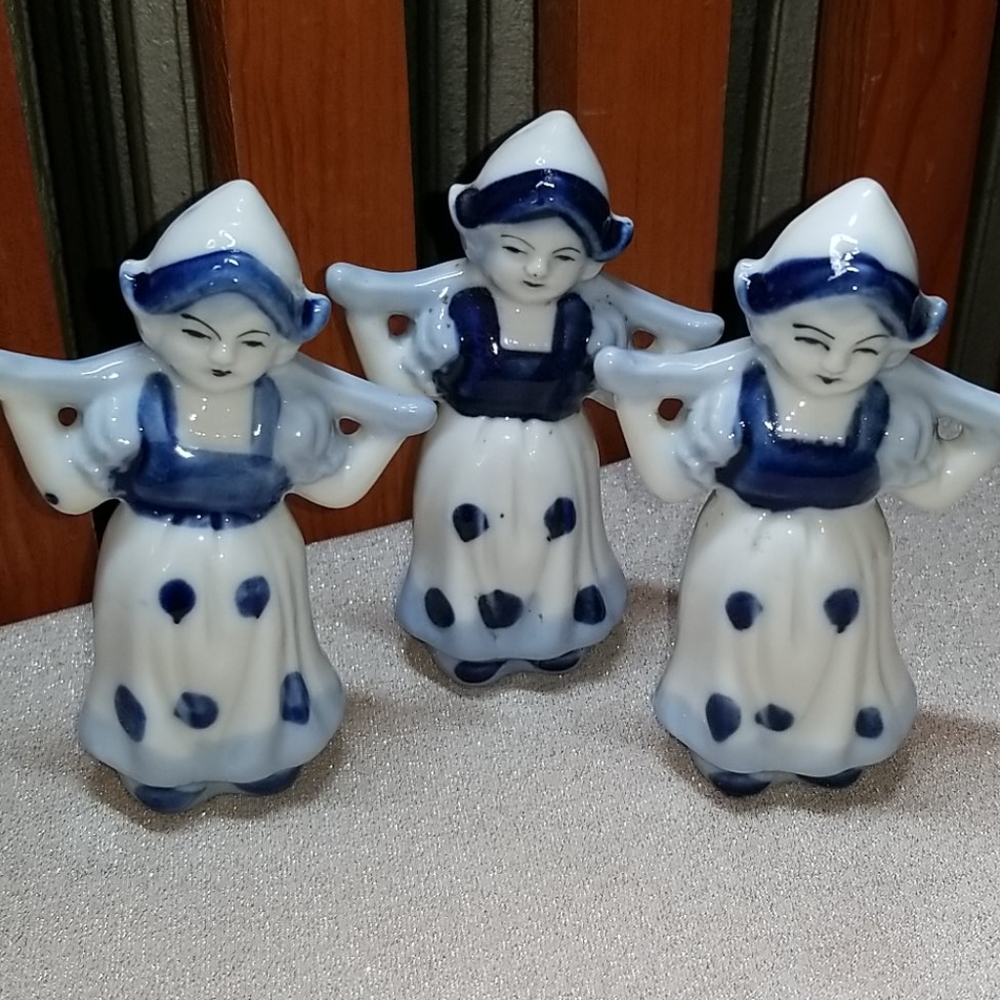 Vintage Japan Delft Style Dutch Girl Figurines